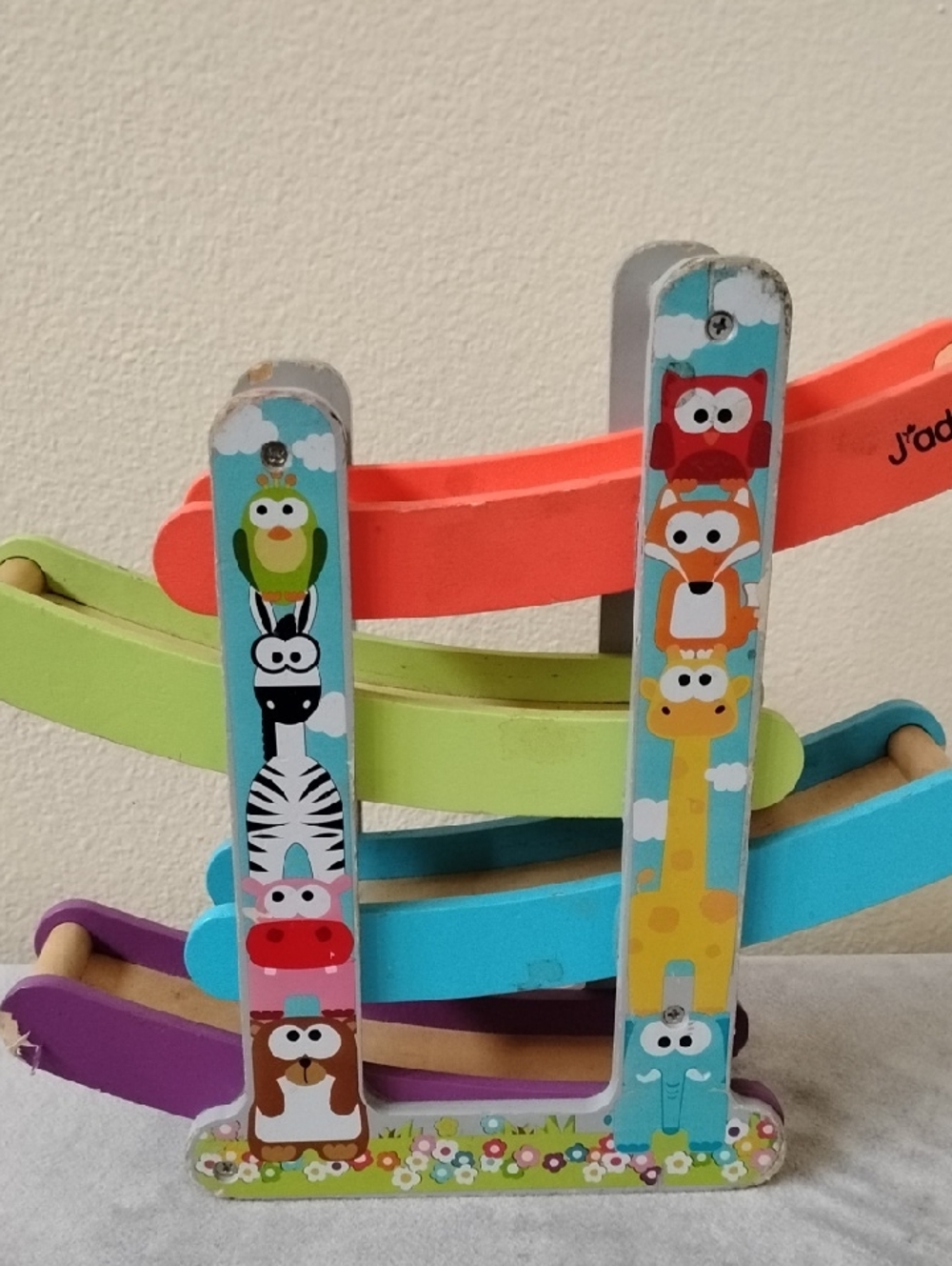 D-Wooden Animal Ramp Racer - Blue, Green, Orange, Purple